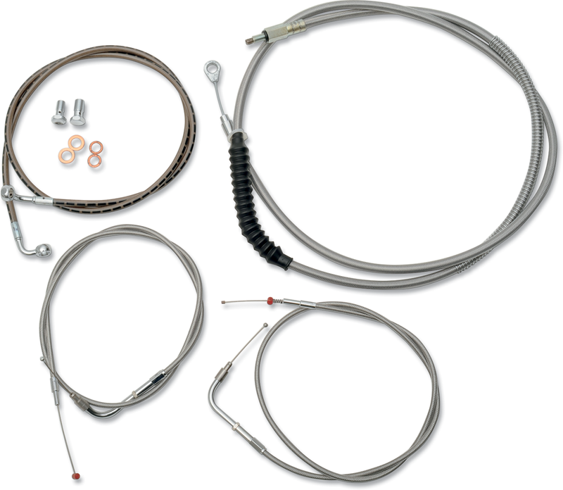 LA CHOPPERS Handlebar Cable/Brake Line Kit  - 15" - 17" Ape Hanger Handlebars - Stainless Steel - FXDF '08-'17 - LA-8230KT-16