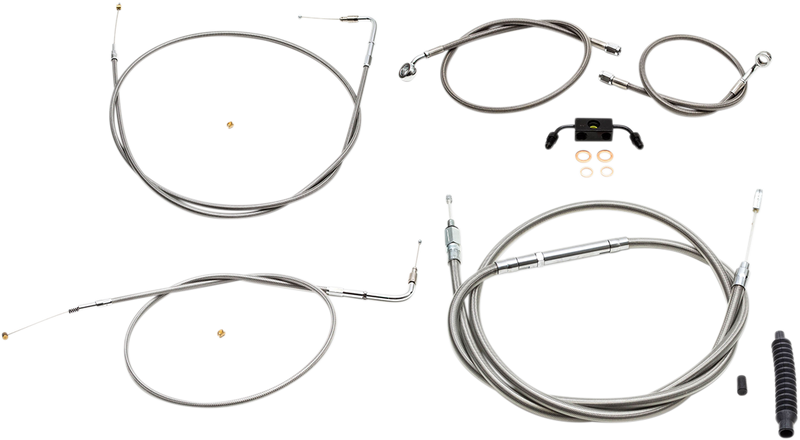 LA CHOPPERS Handlebar Cable/Brake Line Kit  - 12" - 14" Ape Hanger Handlebars - Stainless Steel - FXDF '12-'17 - LA-8231KT-13