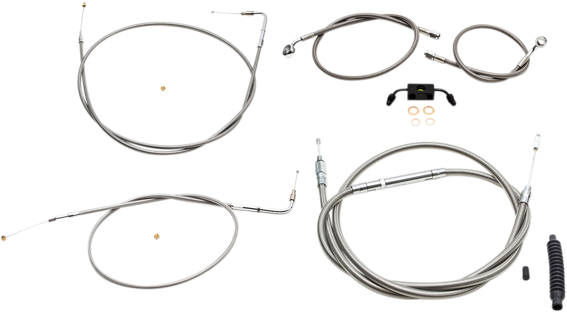 LA CHOPPERS Handlebar Cable/Brake Line Kit  - 12" - 14" Ape Hanger Handlebars - Stainless Steel LA-8231KT-13