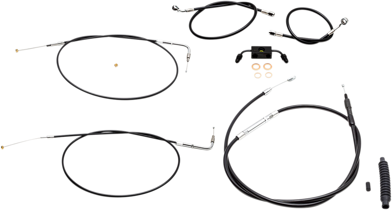 LA CHOPPERS Handlebar Cable/Brake Line Kit - 15" - 17" Ape Hanger Handlebars - Black Vinyl - FXDF '12-'17 - LA-8231KT-16B