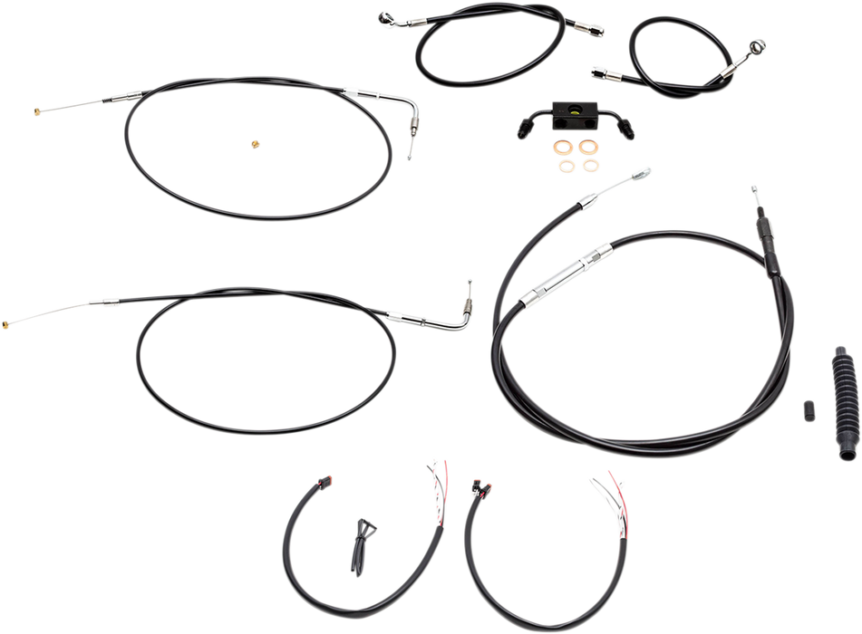 LA CHOPPERS Handlebar Cable/Brake Line Kit - Complete - 12" - 14" Ape Hanger Handlebars - Black Vinyl LA-8231KT2-13B