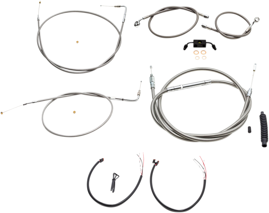 LA CHOPPERS Handlebar Cable/Brake Line Kit - Complete - 15" - 17" Ape Hanger Handlebars - Stainless LA-8231KT2-16