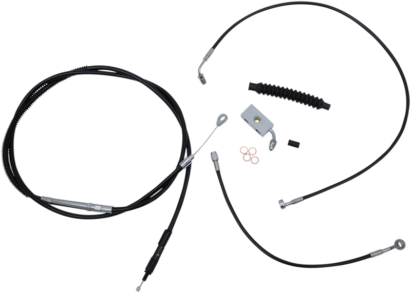 LA CHOPPERS Handlebar Cable/Brake Line Kit - Complete - 12" - 14" Ape Hanger Handlebars - Black Vinyl - Softail '18-'22 - LA-8152KT-13B