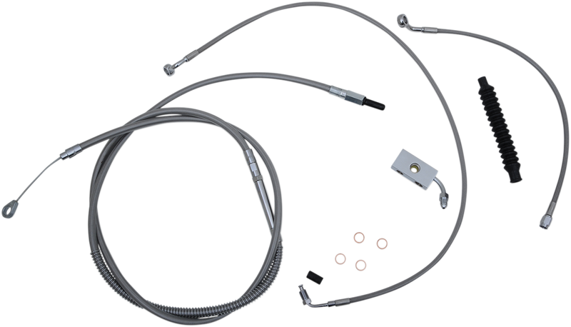 LA CHOPPERS Handlebar Cable/Brake Line Kit  - 15" - 17" Ape Hanger Handlebars - Stainless Steel - Softail '18-'22 - LA-8152KT-16