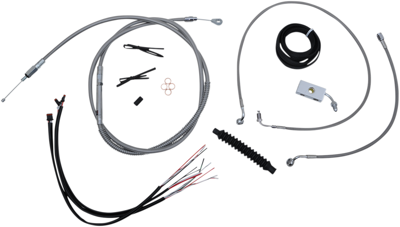 LA CHOPPERS Handlebar Cable/Brake Line Kit - Complete - 15" - 17" Ape Hanger Handlebars - Stainless - Softail '18-'22 - LA-8152KT2-16