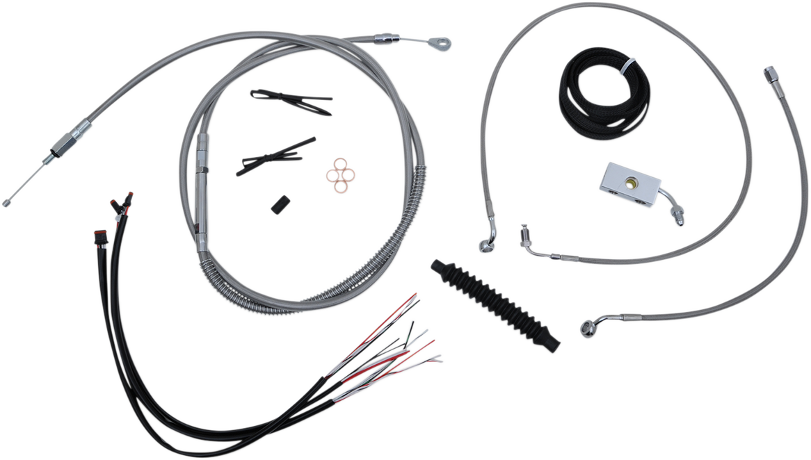 LA CHOPPERS Handlebar Cable/Brake Line Kit - Complete - 15" - 17" Ape Hanger Handlebars - Stainless LA-8152KT2-16