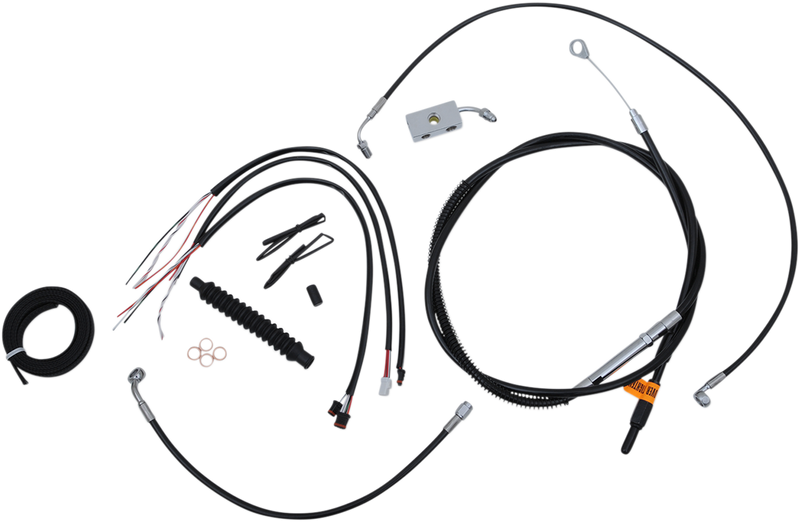 LA CHOPPERS Handlebar Cable/Brake Line Kit - Complete - 15" - 17" Ape Hanger Handlebars - Black Vinyl - Softail '18-'22 - LA-8152KT2-16B
