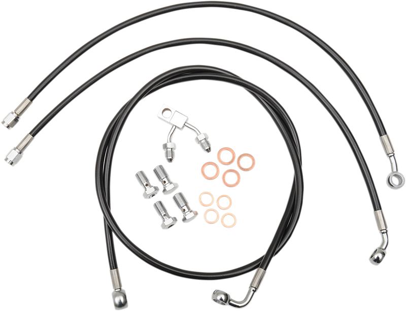 LA CHOPPERS BRAKE LINE BLACK VINYL COATED STAINLESS BRAIDED FOR 12"-14" APE HANGERS - Softail '11-'14 - LA-8150B13B