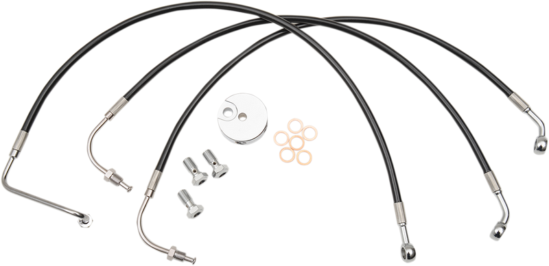 LA CHOPPERS BRAKE LINE BLACK VINYL COATED STAINLESS BRAIDED FOR 12"-14" APE HANGERS - FL '96-'07 - LA-8006B13B