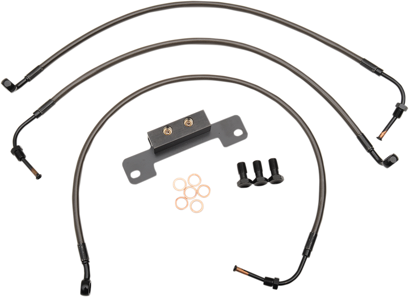 LA CHOPPERS BRAKE LINE MIDNIGHT STAINLESS FOR 15"-17" APE HANGERS - FL '14-'19 - LA-8011B16M