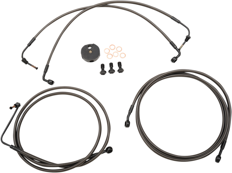 LA CHOPPERS BRAKE LINE MIDNIGHT STAINLESS FOR 12"-14" APE HANGERS - FLH '08-'13 - LA-8051B13M