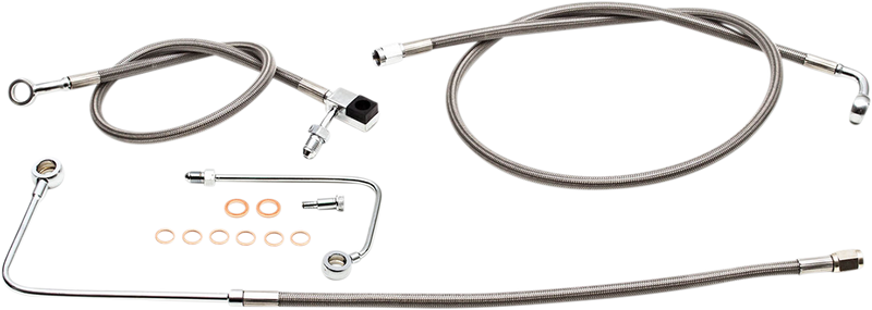 LA CHOPPERS - Brake Lines - 12" - 14" Ape Hanger Handlebars - 2015-2017 Softail - Stainless Steel - LA-8151B13