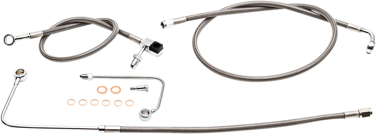 LA CHOPPERS - Brake Lines - 12" - 14" Ape Hanger Handlebars - 2015-2017 Softail - Stainless Steel - LA-8151B13