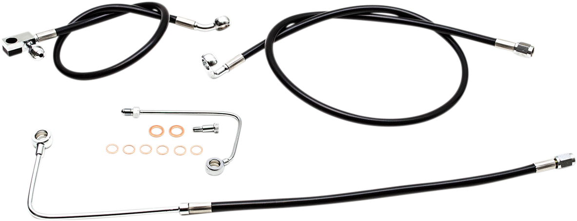 LA CHOPPERS - 12" - 14" HANDLEBAR CABLE/BRAKE & CLUTCH LINE/WIRE KITS AND COMPONENTS / STAINLESS STEEL|VINYL / BLACK - LA-8151B13B