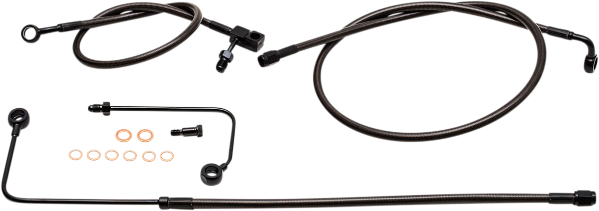 LA CHOPPERS - 12" - 14" HANDLEBAR CABLE/BRAKE & CLUTCH LINE/WIRE KITS AND COMPONENTS / STAINLESS STEEL / BLACK - LA-8151B13M