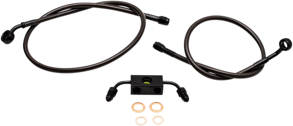 LA CHOPPERS - 12" - 14" HANDLEBAR CABLE/BRAKE & CLUTCH LINE/WIRE KITS AND COMPONENTS / STAINLESS STEEL / BLACK - LA-8211B13M