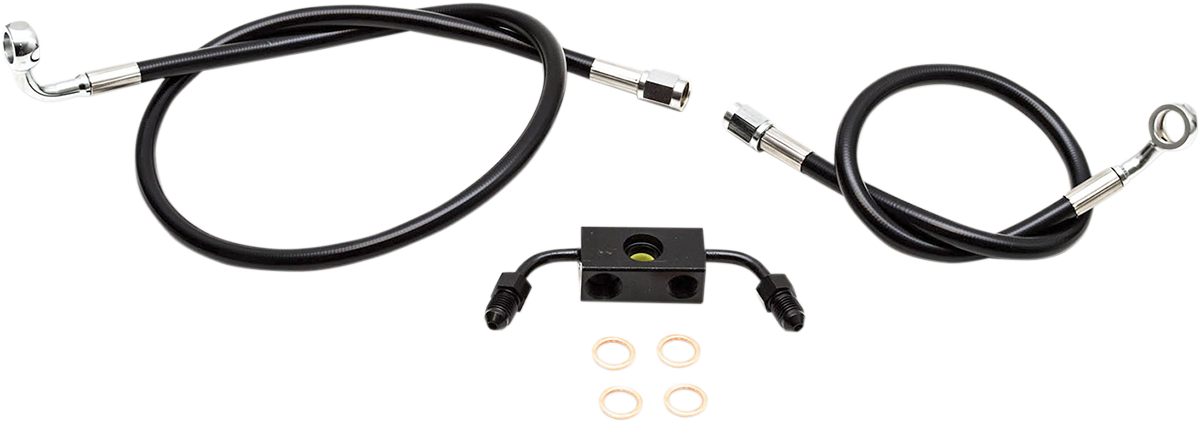 LA CHOPPERS - 12" - 14" HANDLEBAR CABLE/BRAKE & CLUTCH LINE/WIRE KITS AND COMPONENTS / STAINLESS STEEL|VINYL / BLACK - LA-8321B13B