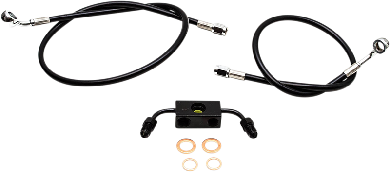 LA CHOPPERS Brake Line - 15" - 17" Ape Hanger Handlebars - Black - FXDF '08-'17 - LA-8231B16B