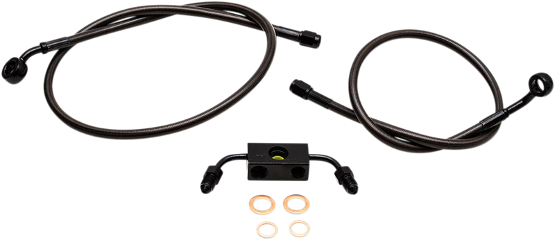 LA CHOPPERS Brake Lines - 15" - 17" Ape Hanger Handlebars - Midnight - FXDF '08-'17 - LA-8231B16M