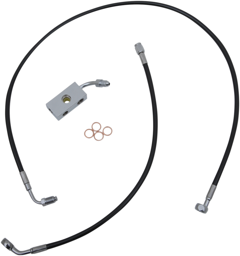LA CHOPPERS Brake Line - 12" - 14" Ape Hanger Handlebars - Black - Harley-Davidson '18-'22 - LA-8152B13B