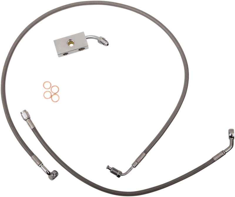 LA CHOPPERS Brake Lines - 18" - 20" Ape Hanger Handlebars - Stainless Steel - Softail '18-'22 - LA-8152B19