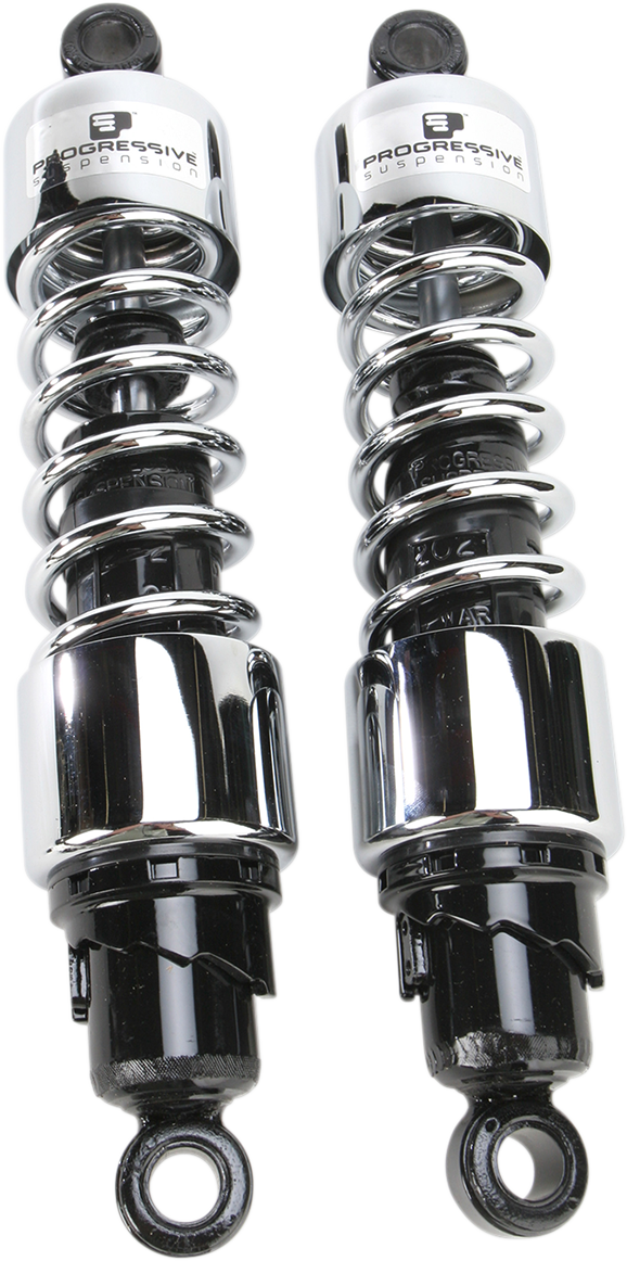 PROGRESSIVE SUSPENSION Shocks - 412 Cruiser Series - Chrome - 13" - Yamaha 1985-2007 - Suzuki 1987-2009 - Kawasaki 1987-1999 - Honda 1984-1988 - Standard - 412-4218C