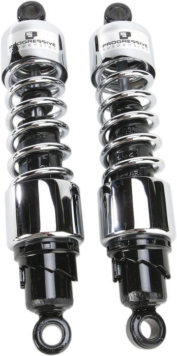 PROGRESSIVE SUSPENSION Shocks - 412 Cruiser Series - Chrome - 13" - Yamaha 1985-2007 - Suzuki 1987-2009 - Kawasaki 1987-1999 - Honda 1984-1988 - Standard 412-4218C