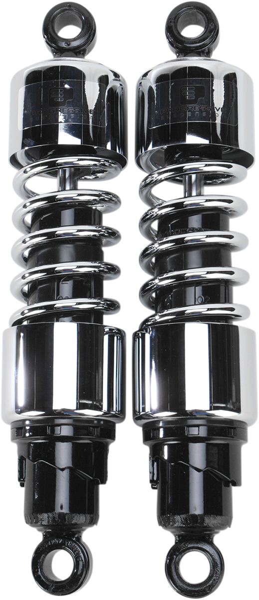 PROGRESSIVE SUSPENSION Shocks - 412 Cruiser Series - Chrome - 12" - Yamaha 1984-2007 - Suzuki 1985-2009 - Kawasaki 1985-2006 - Honda '82-'07 - Standard - 412-4228C
