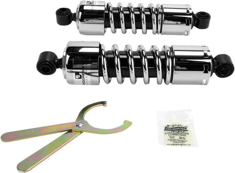 PROGRESSIVE SUSPENSION 412 Series Shock - 11" - Standard - Chrome - Harley-Davidson Dyna 1991-2017 & FLD 2012+ - 412-4037C