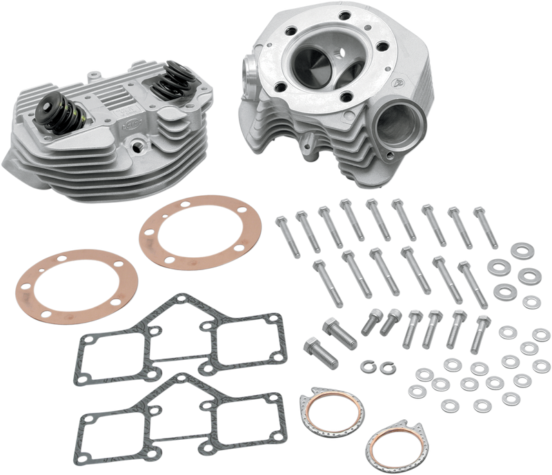 S&S CYCLE S&S® Super Stock® 3-5/8" Bore O-Ring Style Dual Plug Cylinder Head Kit For '66-'78 HD® Big Twins - Natural Aluminum Finish - 90-1491