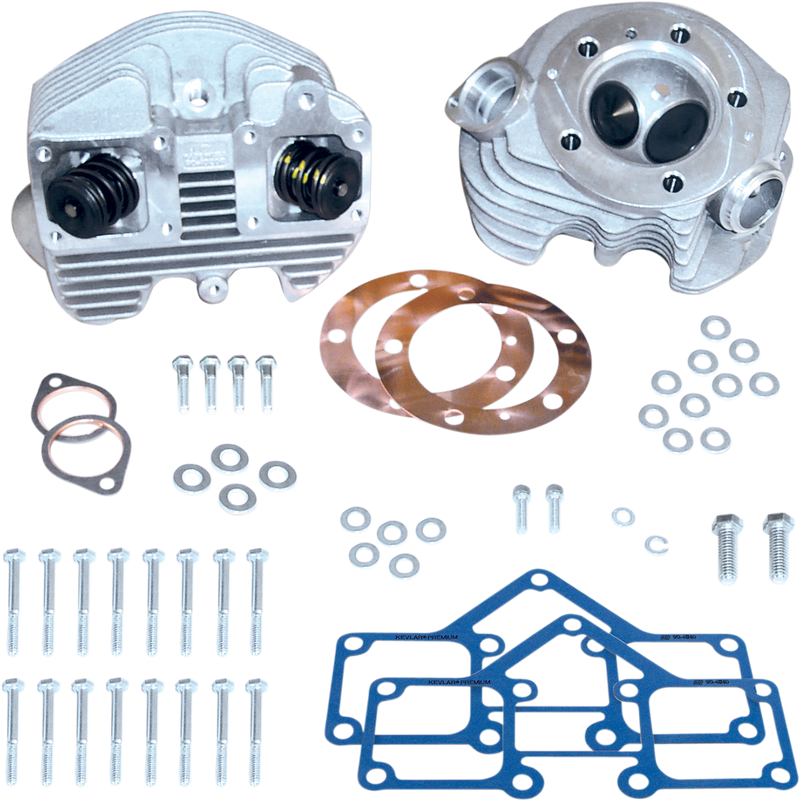 S&S CYCLE S&S® Super Stock® 3-5/8" Bore O-Ring Style Single Plug Cylinder Head Kit For 1966-'78 HD® Big Twins - Natural Aluminum Finish 90-1497