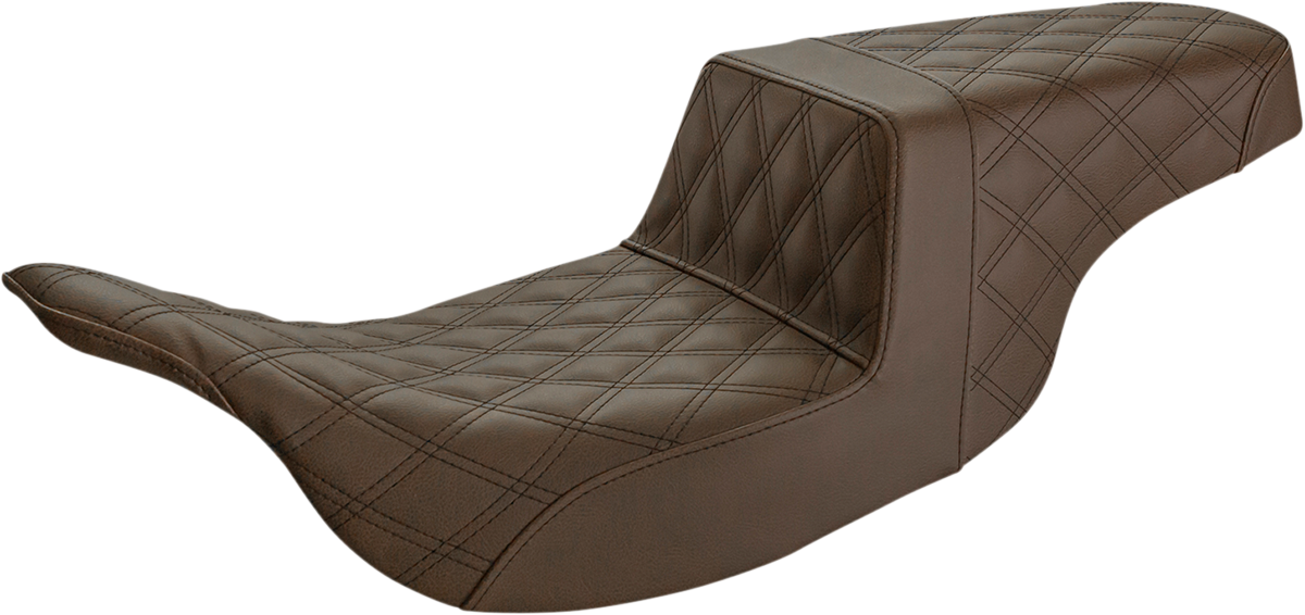 SADDLEMEN Step Up Seat - Lattice Stitched - Brown '97-'07 - Electra Glide / Road Glide - 897-07-175BR - PartsOutlet.com.au