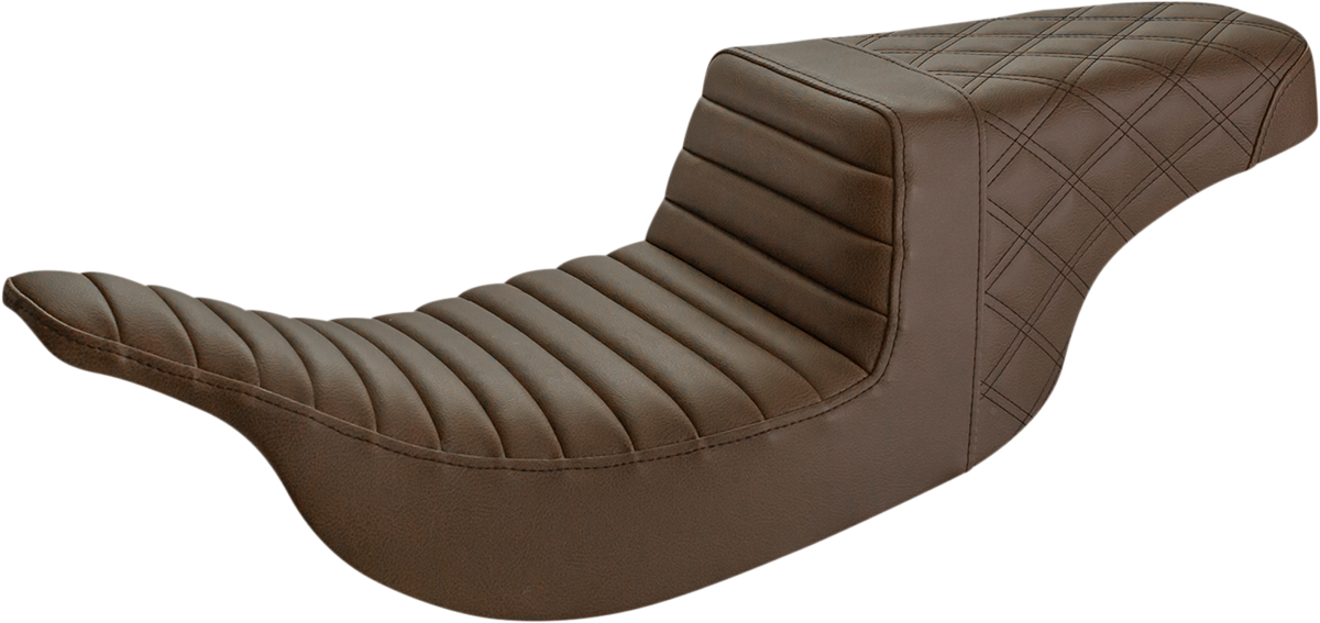 SADDLEMEN Step Up Seat - Tuck and Roll/Lattice Stitched - Brown - '97-'07 Electra Glide / Road Glide - 897-07-176BR - PartsOutlet.com.au