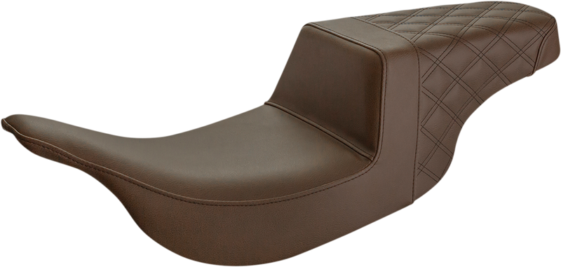 SADDLEMEN Step Up Seat - Rear Lattice Stitched - Brown - '97-'07 Electra Glide / Road Glide - 897-07-173BR - PartsOutlet.com.au