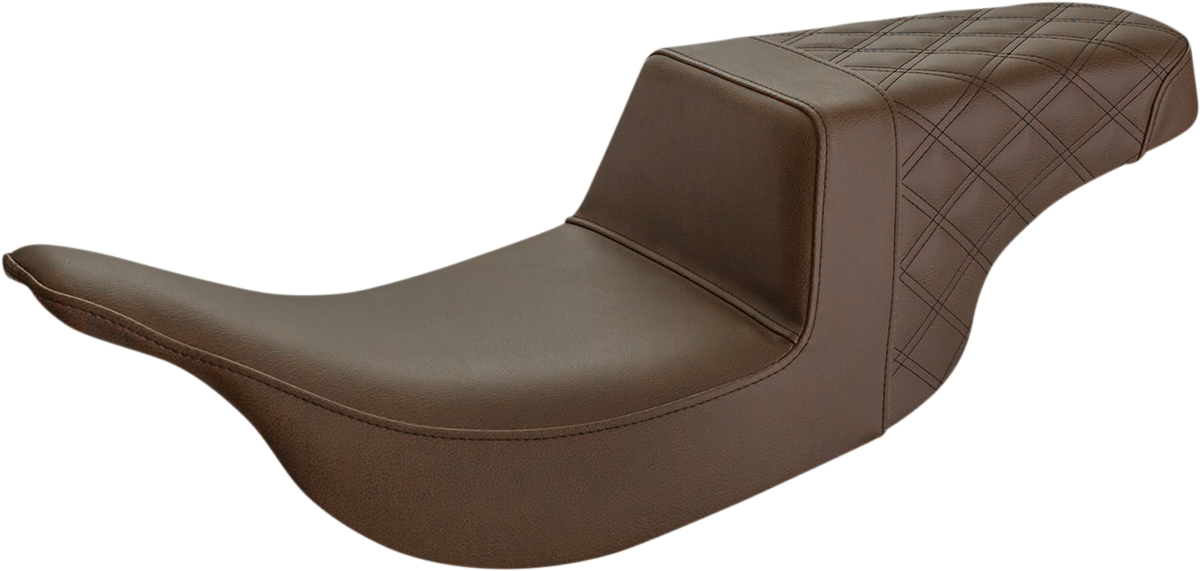 SADDLEMEN Step Up Seat - Rear Lattice Stitched - Brown - '97-'07 Electra Glide / Road Glide - 897-07-173BR - PartsOutlet.com.au