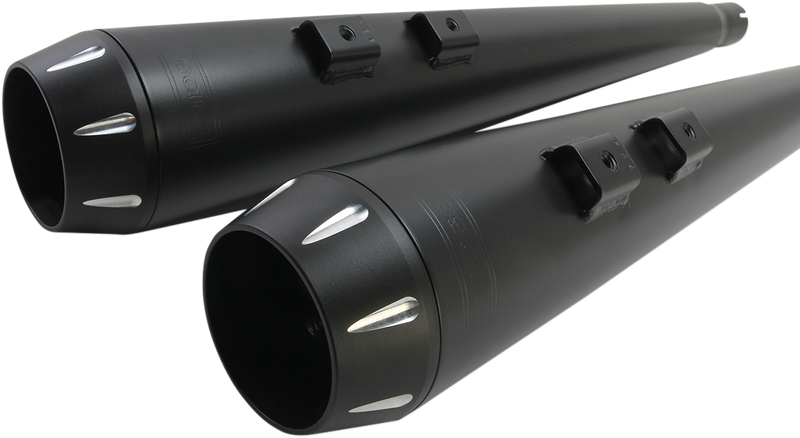 BASSANI XHAUST Stepped Down Under True Duals w/ 4" Megaphone Muffler - '09-'16 Baggers - Black -  1F66RB