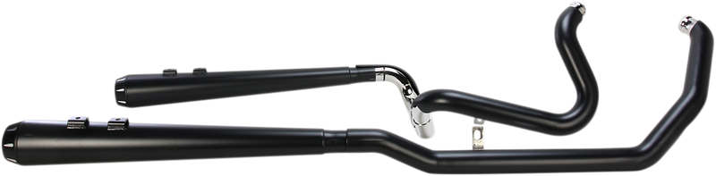 BASSANI XHAUST Stepped Down Under True Duals w/ 4" Megaphone Muffler - '09-'16 Baggers - Black -  1F66RB
