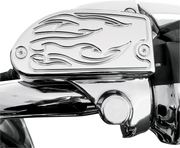 BARON Master Cylinder Cover - Flame - Yamaha '06-'12 - Chrome BA-7629-03 - PartsOutlet.com.au
