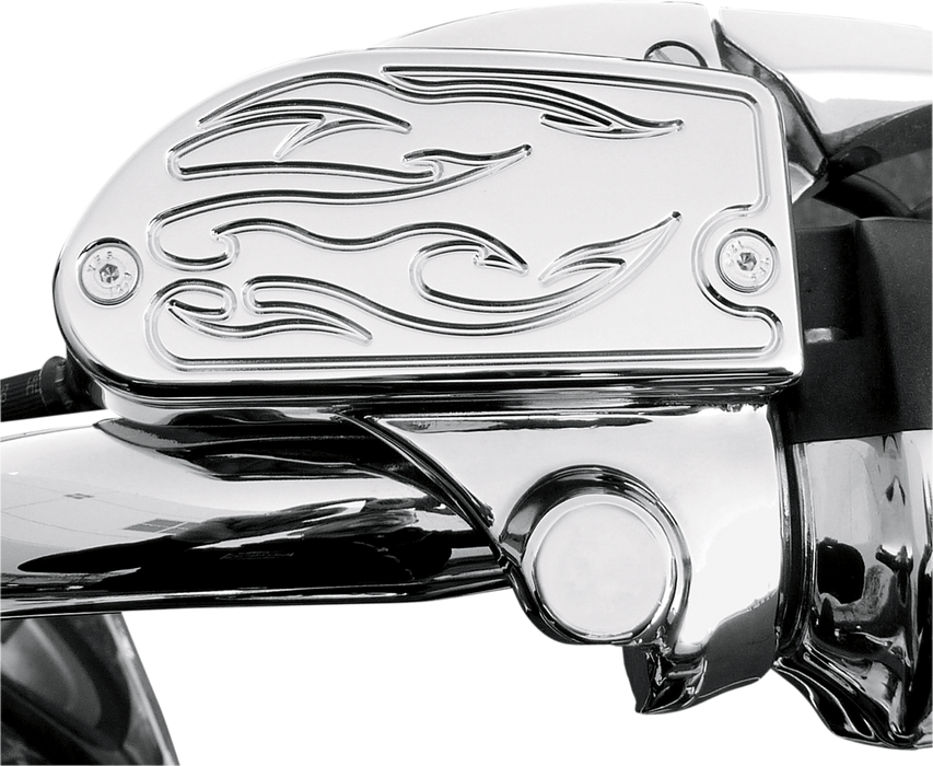 BARON Master Cylinder Cover - Flame - Yamaha '06-'12 - Chrome BA-7629-03 - PartsOutlet.com.au