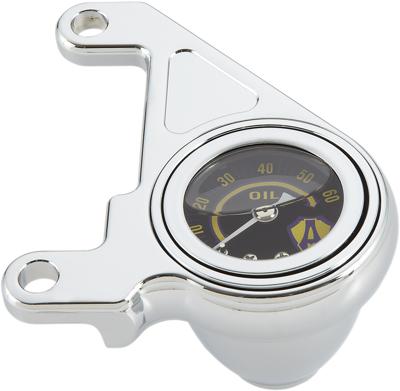 ARLEN NESS RADIUS OIL PRESSURE GAUGE, CHROME - 99-17 TWIN CAM, SHIELD LOGO - 15-658 - PartsOutlet.com.au
