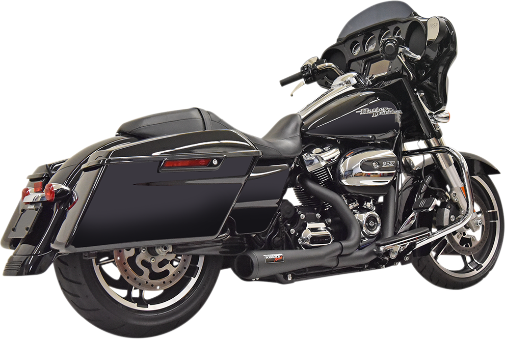 BASSANI XHAUST Short 2:1 Exhaust for M8 FL '17-'20 - Black 1F42RB - PartsOutlet.com.au