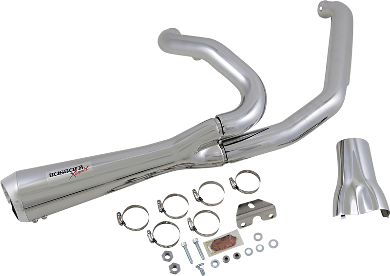 BASSANI XHAUST Short 2:1 Exhaust for M8 FL '17-'20 - Chrome 1F42R - PartsOutlet.com.au