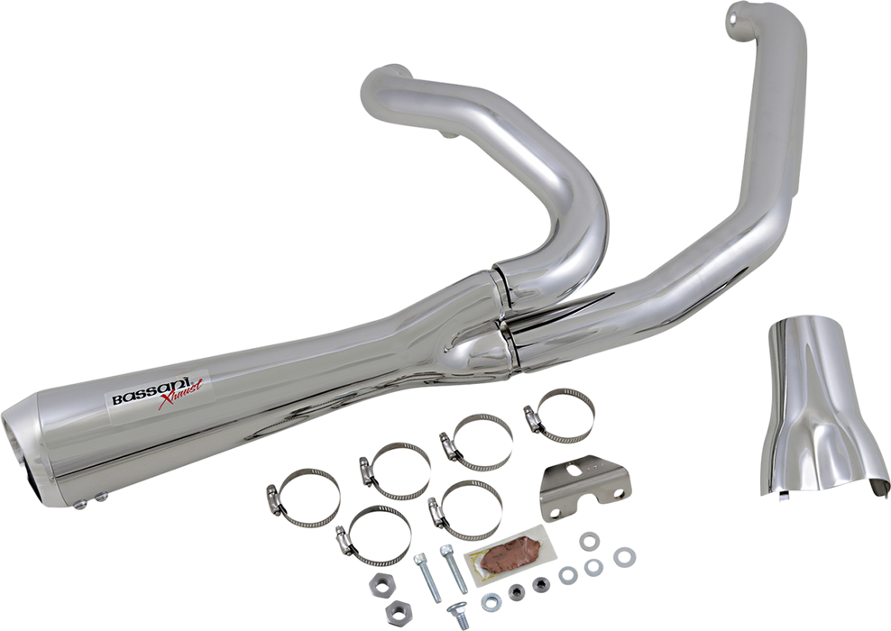 BASSANI XHAUST Short 2:1 Exhaust for M8 FL '17-'20 - Chrome 1F42R - PartsOutlet.com.au