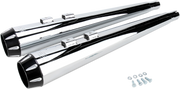 BASSANI XHAUST Megaphone Mufflers - Chr/Blk - Fluted - Performance Baffle '95-'16 FLH-517RL - PartsOutlet.com.au