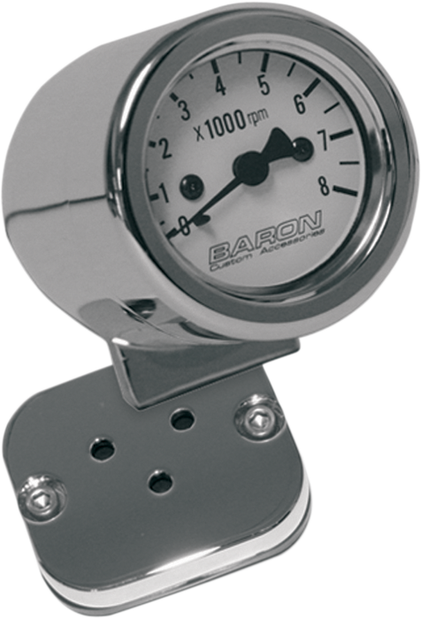 BARON Mini-Bullet Electronic Tachometer with 1" Bar Mount - Chrome - White Face - 3-3/8" L x 2-5/16" D BA-7573-00