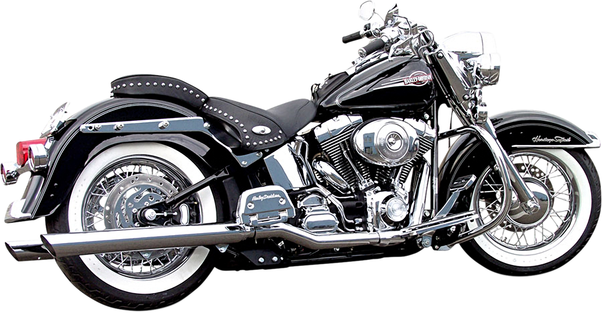 BASSANI XHAUST True Dual Slip-On Slash Cut Mufflers - Chrome - Harley-Davidson 1989-2017 - 31117B - PartsOutlet.com.au