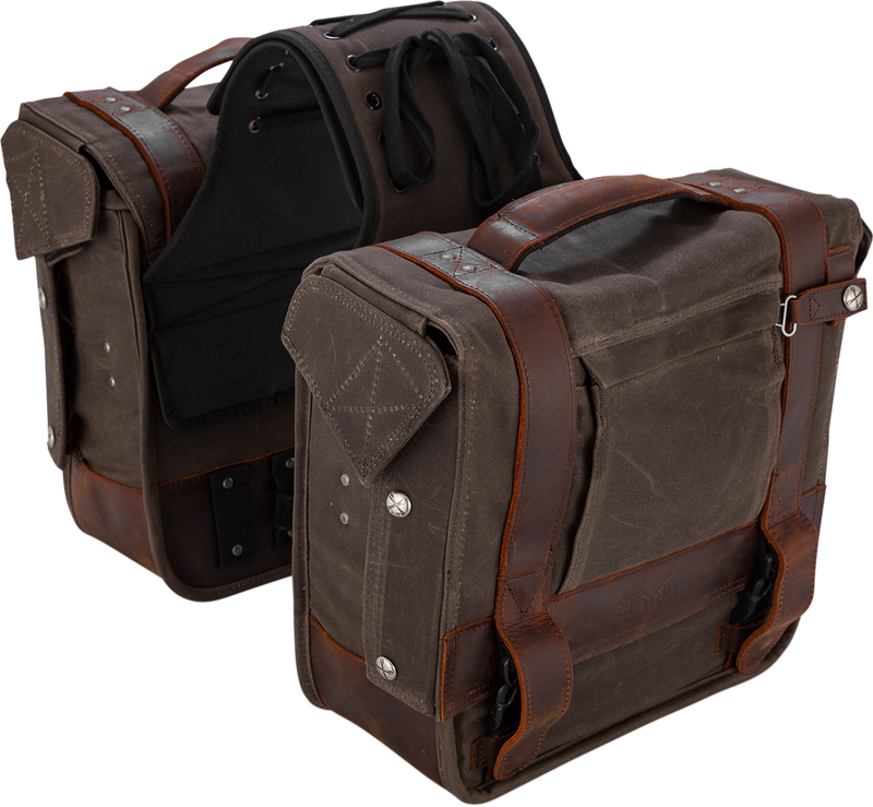 BURLY BRAND Throw-Over Saddlebag - Dark Oak B15-1002D - PartsOutlet.com.au
