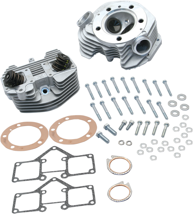 S&S CYCLE S&S® Super Stock® 3-5/8" Bore Band Style Single Plug Cylinder Head Kit for '66-'84 Big Twins - Natural Aluminum Finish - 90-1499