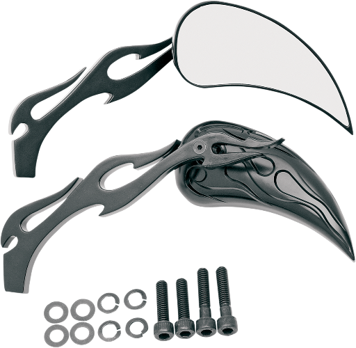 DRAG SPECIALTIES Flame Mirrors - Black 76446B - PartsOutlet.com.au