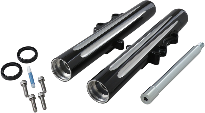 ARLEN NESS DEEP CUT "HOT LEG" FORK LEGS, BLACK - '08-'13 FLT / DUAL DISC - 06-511